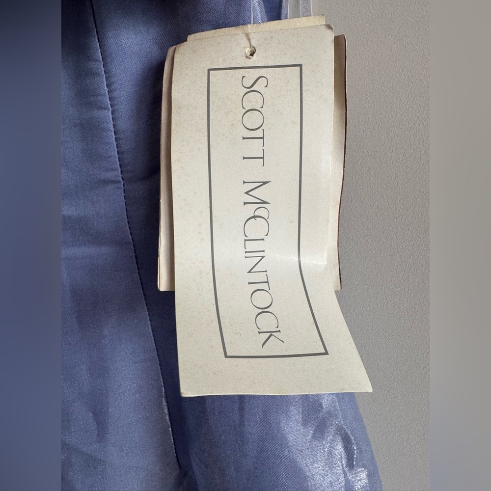 Vintage Scott McClintock Periwinkle Purple Sleeveless Satin Formal Prom Dress - Picture 4 of 13